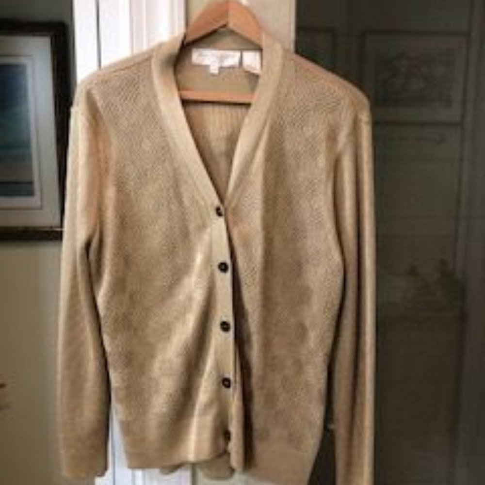 Gold knit cardigan sweater